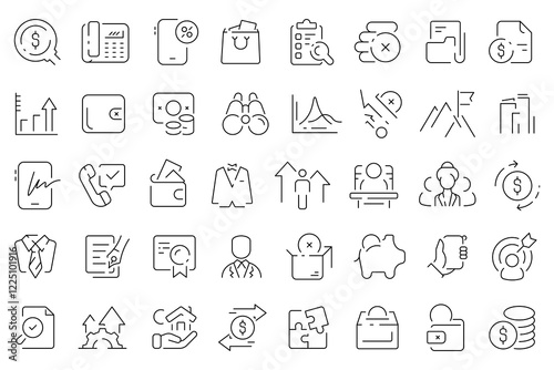 Money thin line icons set. Money vector symbol and icons.