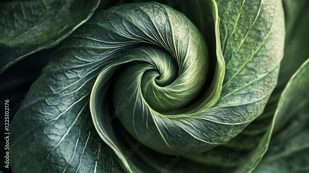 Obraz premium Completely coiling a green plant fronds unfurls elegantly