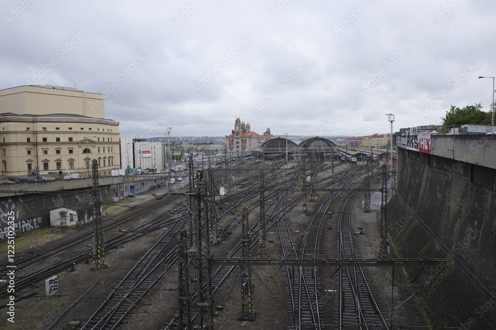 Railway in the city of Prague, Czech Republic Railway in the city of Prague, Czech Republic
