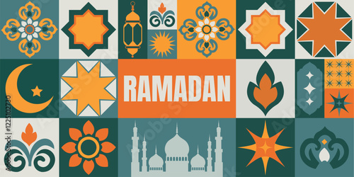 Ramadan. Islamic geometric pattern, card, background.