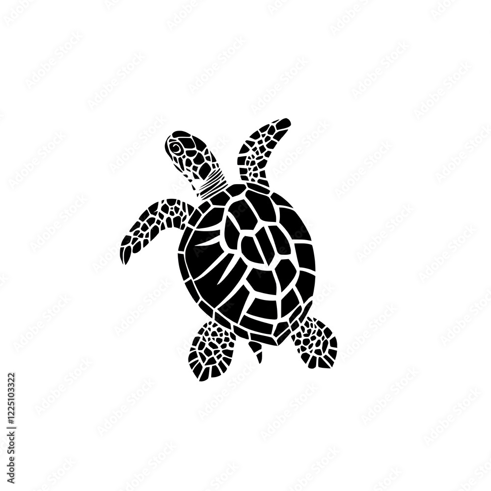 Naklejka premium black and white turtle