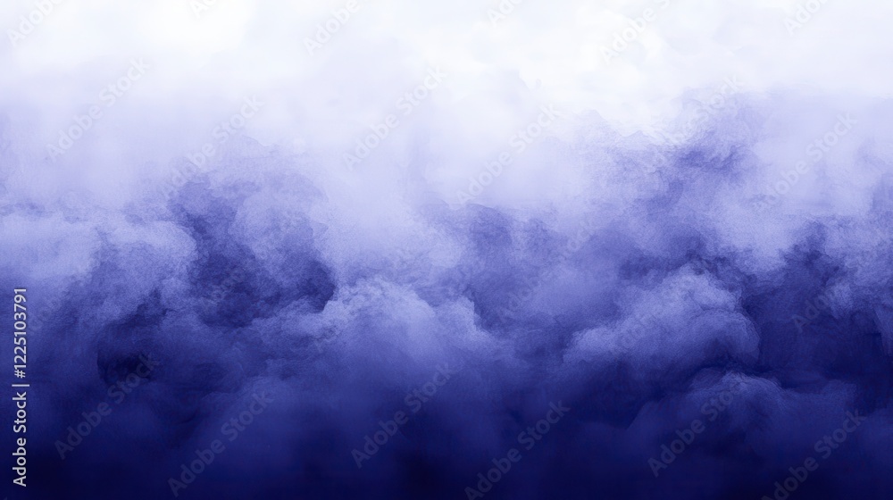 Obraz premium Abstract watercolor wash in shades of purple and blue, transitioning from light to dark, resembling a cloudy sky or smoky atmosphere. The texture is