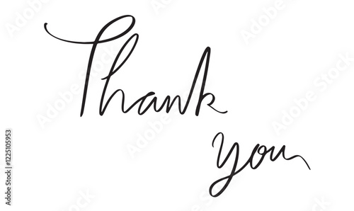 Thank you calligraphy hand written lettering script black color object icon thank you message gratitude ink pen card banner template design business congratulation thanksgiving  word thank you art 