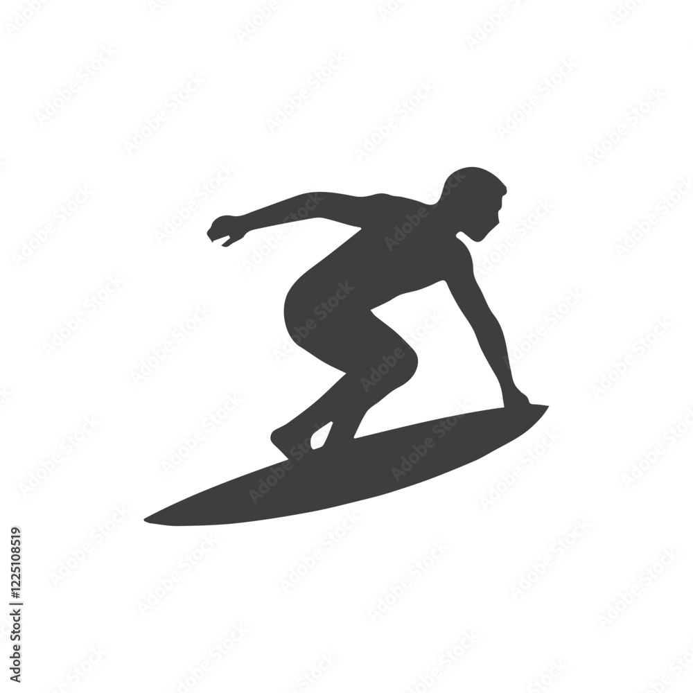 Minimalist Surfboard Rider Silhouette Logo Design
Minimalist Surfboard Rider Silhouette Logo Design