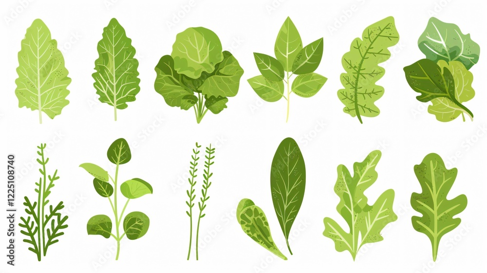 Fresh Green Vegetable Leaf Set for Natural Salad - High Quality Stock Photo Fresh Green Vegetable Leaf Set for Natural Salad - High Quality Stock Photo