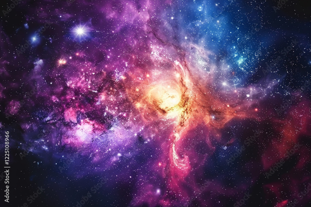 Naklejka premium Celestial Vortex: A Mesmerizing Galaxy with a Swirling Nebula