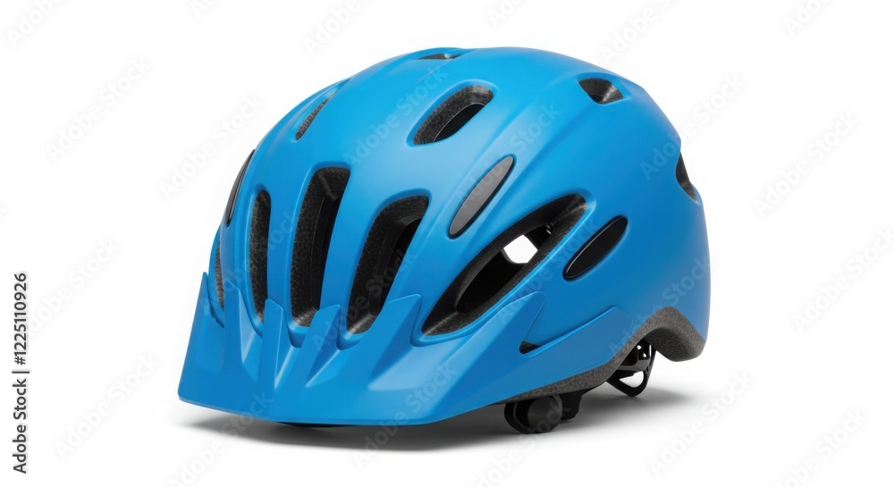 Fototapeta premium Blue Bicycle Helmet Isolated on White Background