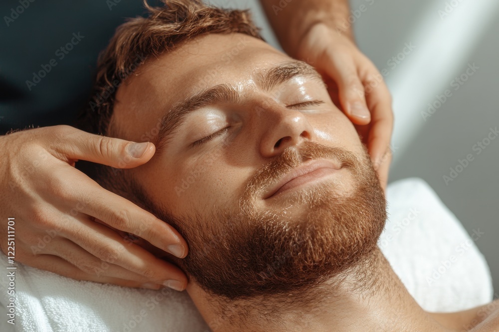 Man is getting massage and his face is wet. man is relaxed and enjoying the massage. spa treatments, cosmetologist for men, facial skin care. beauty and health Man is getting massage and his face is wet. man is relaxed and enjoying the massage. spa treatments, cosmetologist for men, facial skin care. beauty and health
