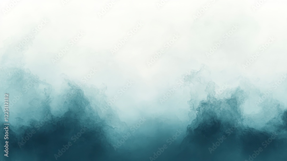 Abstract background with teal and white watercolor wash. Soft, ethereal texture. Gradient from dark teal at the bottom to lighter shades and white at Abstract background with teal and white watercolor wash. Soft, ethereal texture. Gradient from dark teal at the bottom to lighter shades and white at