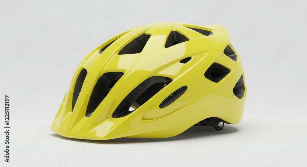 Fototapeta premium Yellow Bicycle Helmet Isolated on White Background