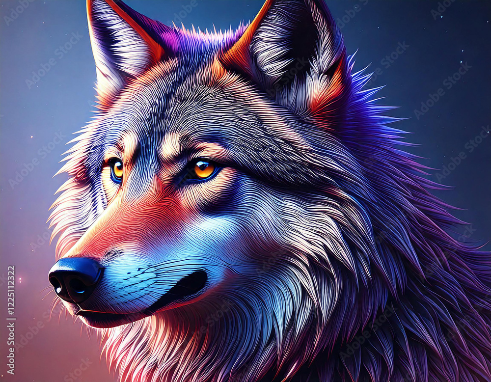 Fototapeta premium Proud Wolf - painting style portrait