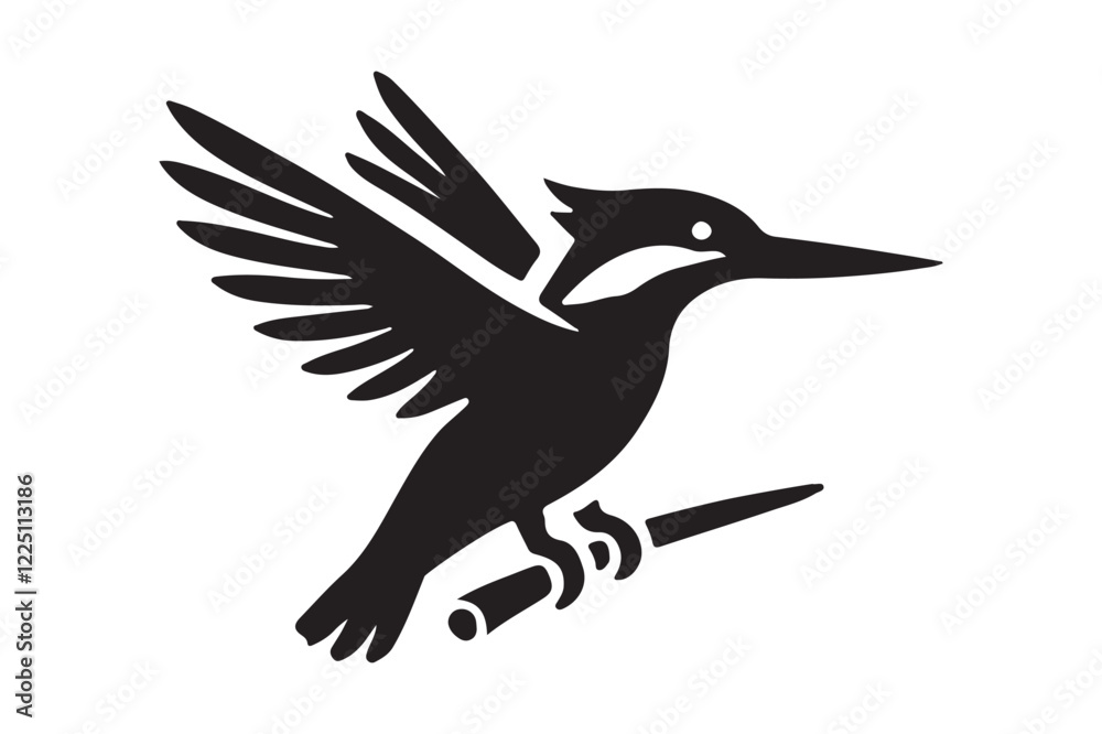 Fototapeta premium Black Kingfisher Silhouette Nature-Inspired Vector Design