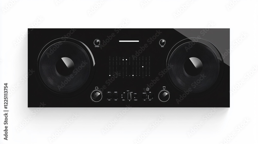 Sleek Black Music Player Bar Sticker Design for Transparent Background Usage Sleek Black Music Player Bar Sticker Design for Transparent Background Usage