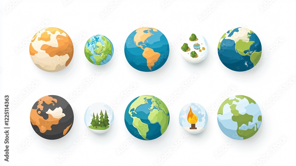 Eco-Friendly Planet Energy Conservation Icon Set for Green Initiatives and Sustainability Campaigns Eco-Friendly Planet Energy Conservation Icon Set for Green Initiatives and Sustainability Campaigns