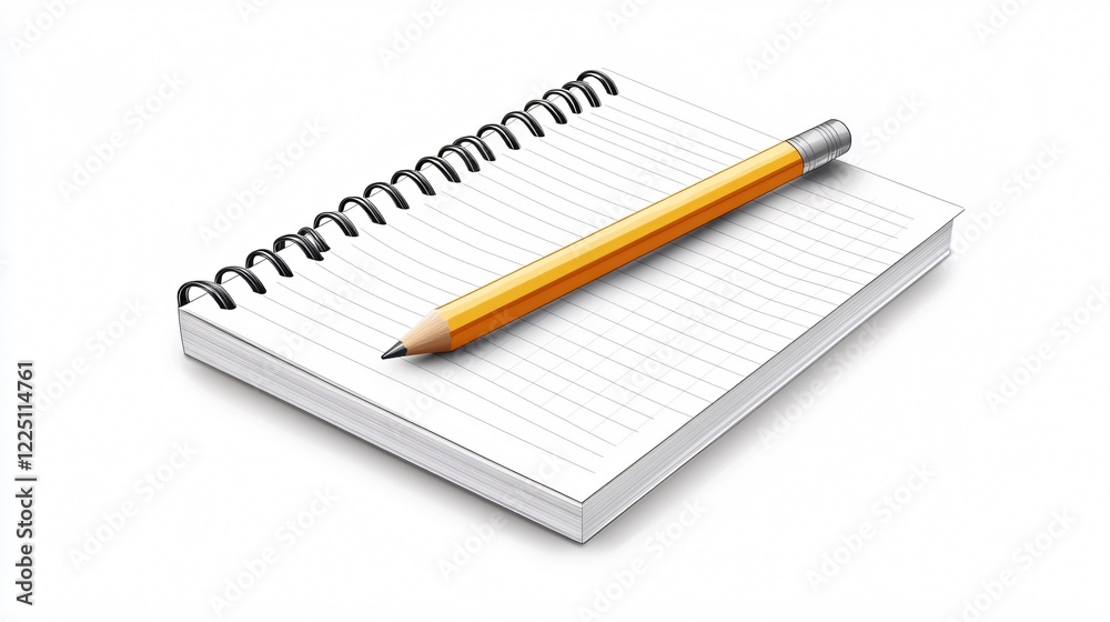 Educational Notepad and Pencil Icon for Learning Environments, Isolated on White Background - Perfect for School Material Design Projects Educational Notepad and Pencil Icon for Learning Environments, Isolated on White Background - Perfect for School Material Design Projects