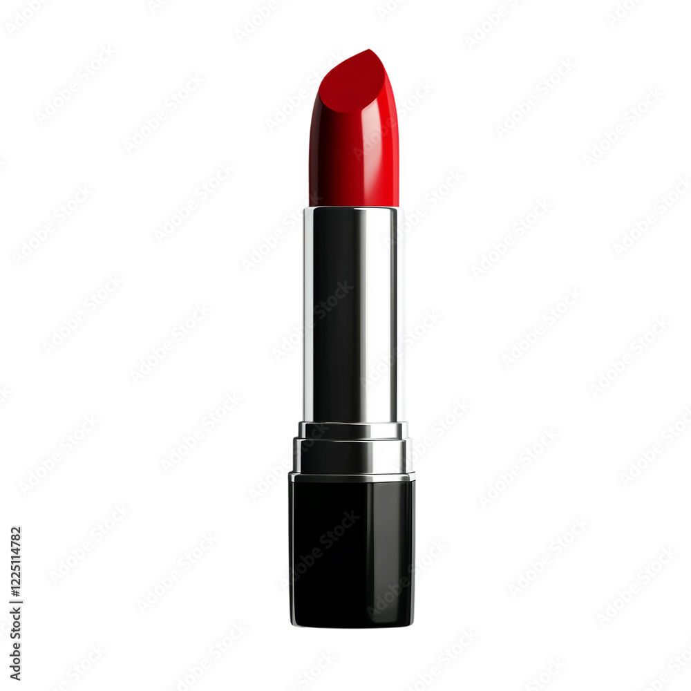 Red lipstick is shown on a white background Red lipstick is shown on a white background