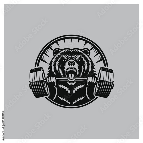 Angry Bear Gym Strength Emblem vector template design
