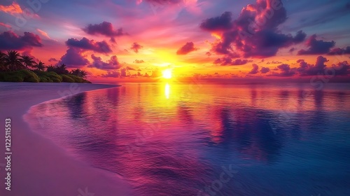 A breathtaking sunset over the Maldives
