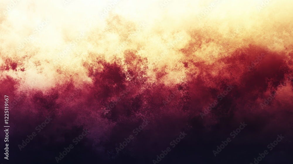 Fototapeta premium Abstract art background with warm and cool tones. Yellow, orange, and red hues blend into deep burgundy and dark purple shades creating a textured