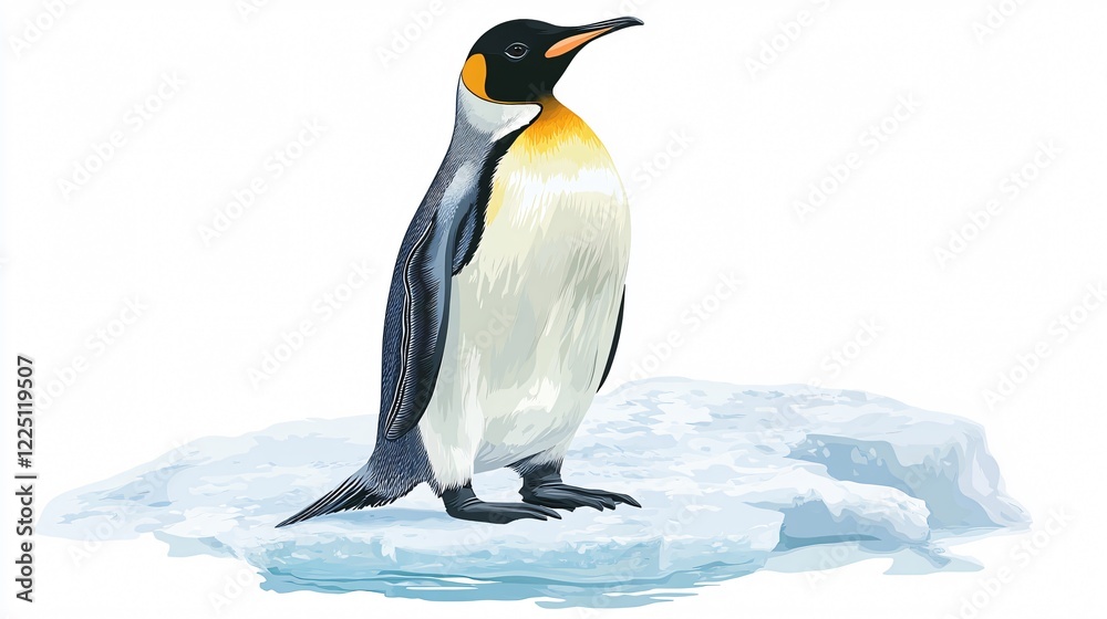 Fototapeta premium Melting Ice Berg with Penguin Outdoors - Climate Change and Wildlife Conservation Concept