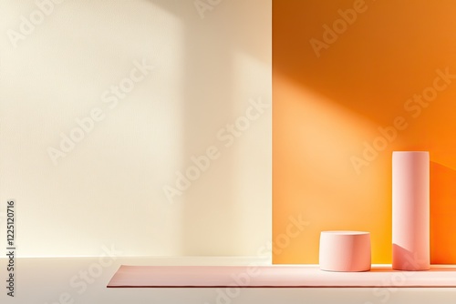 creative depiction of yoga elements abstract shapes resembling mats and blocks in smooth pastel tones