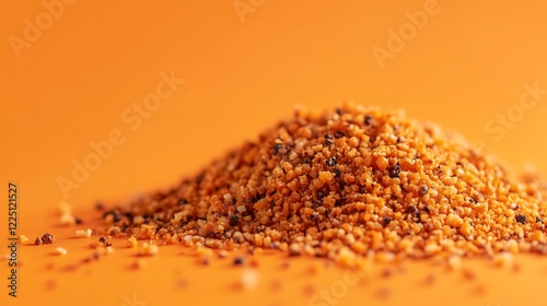 macro shot of garam masla on orange background with photo