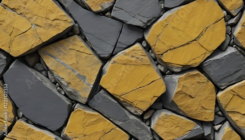 Dark yellow slate rock texture with cracked rugged layers for nature and abstract design wallpaper for TV, laptops, background: geology

