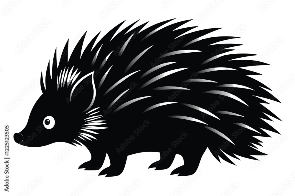 Porcupine Silhouette Vector White Background Porcupine Silhouette Vector White Background