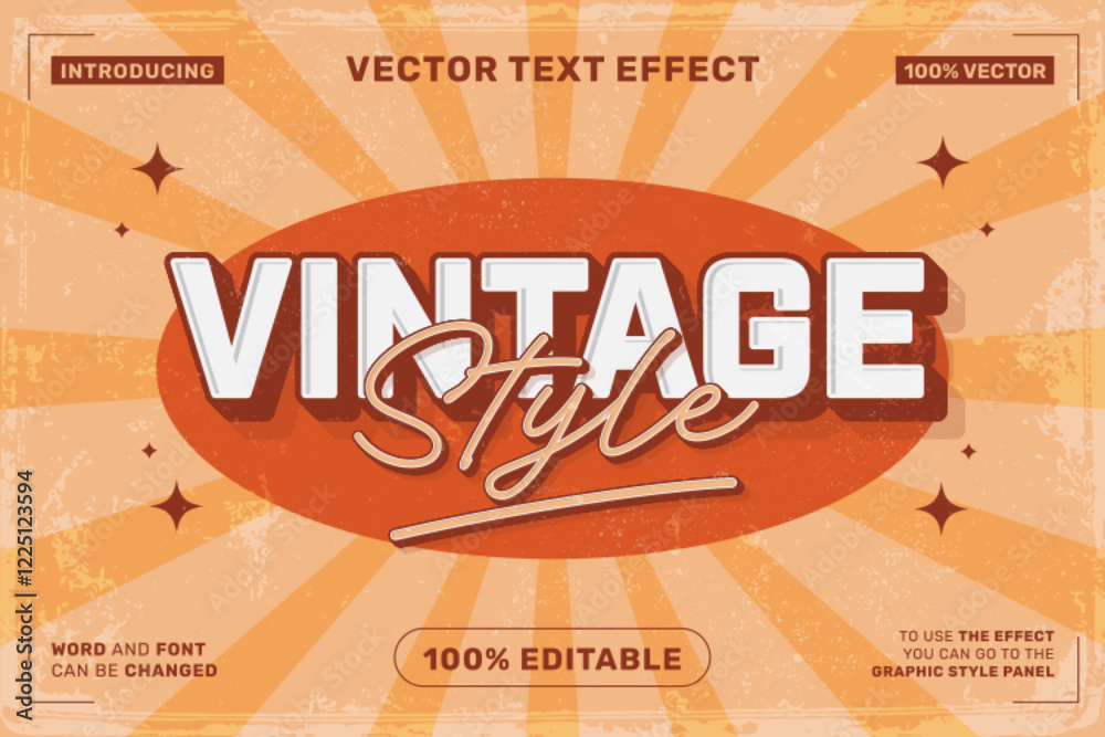Editable text effect Vintage template style premium vector