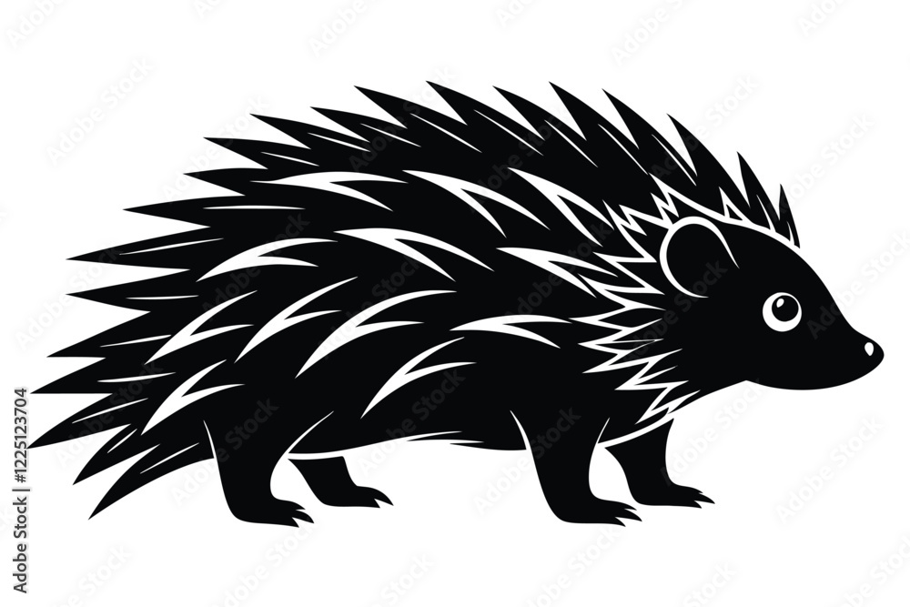 Silhouette of a hedgehog against a white background Silhouette of a hedgehog against a white background