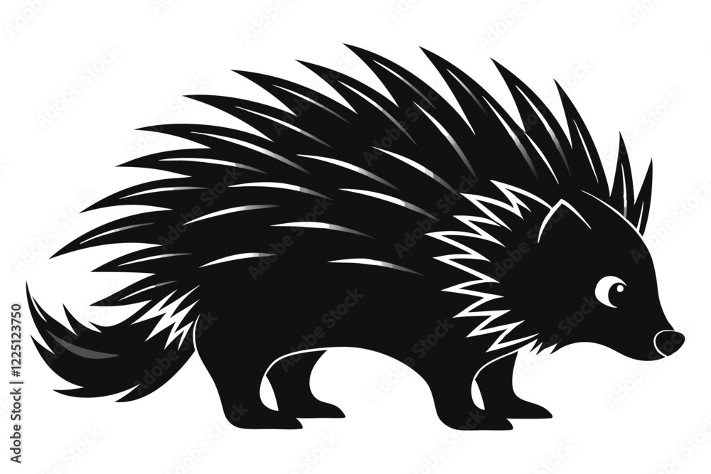 Silhouette of a hedgehog against a white background Silhouette of a hedgehog against a white background