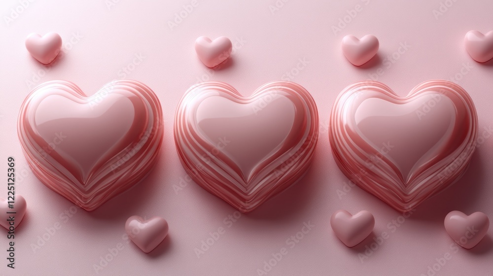 Three Pink Hearts, Sweet Valentine's Day Decor Three Pink Hearts, Sweet Valentine's Day Decor