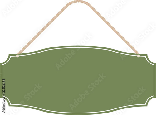 Illustration of a hanging sign board with blank copy space. Empty sign board with rope for your design. 