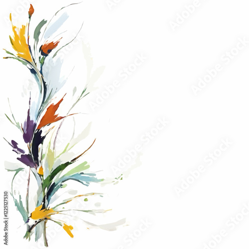 floral tendril decorative ornament vector