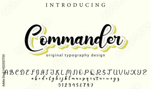 Commander Font Stylish brush painted an uppercase vector letters, alphabet, typeface