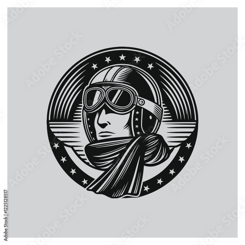 Vintage Aviator Emblem vector template design
