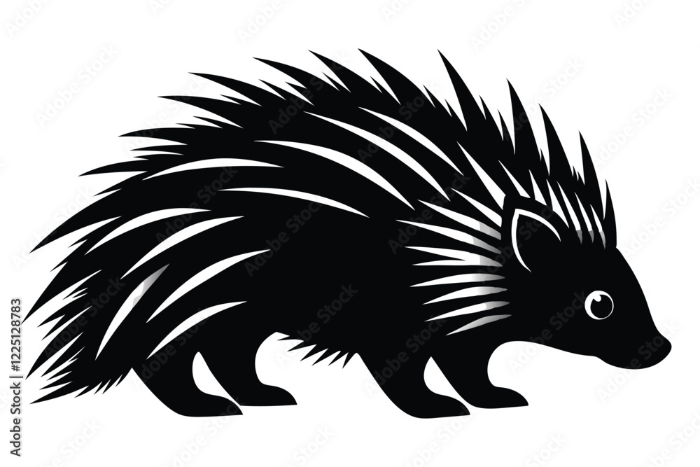 Silhouette Porcupine Black Vector Illustration Style Silhouette Porcupine Black Vector Illustration Style