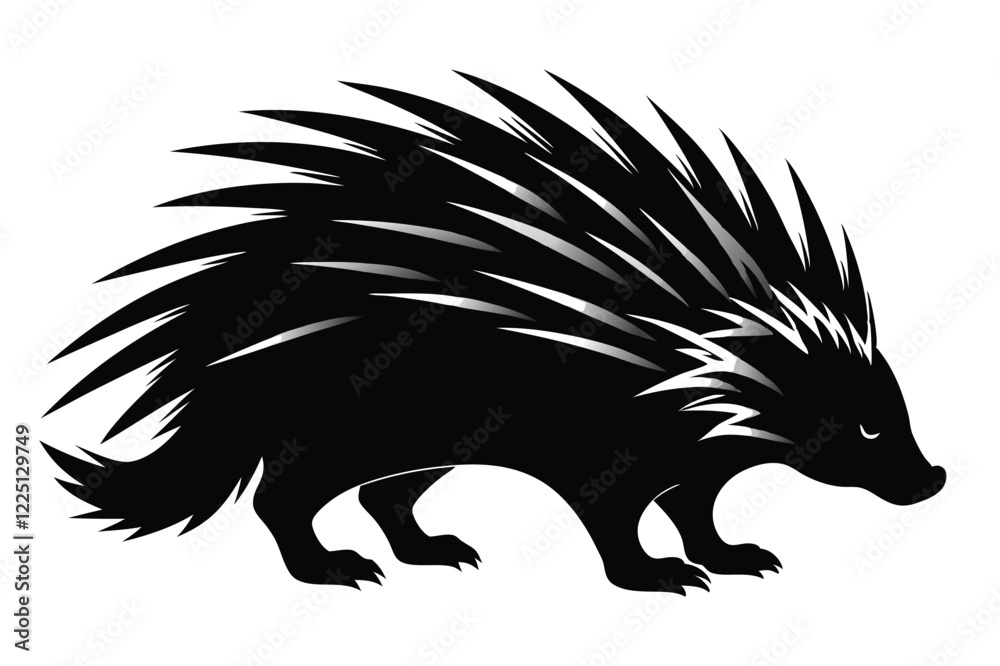 Silhouette Porcupine Black Vector Illustration Style Silhouette Porcupine Black Vector Illustration Style