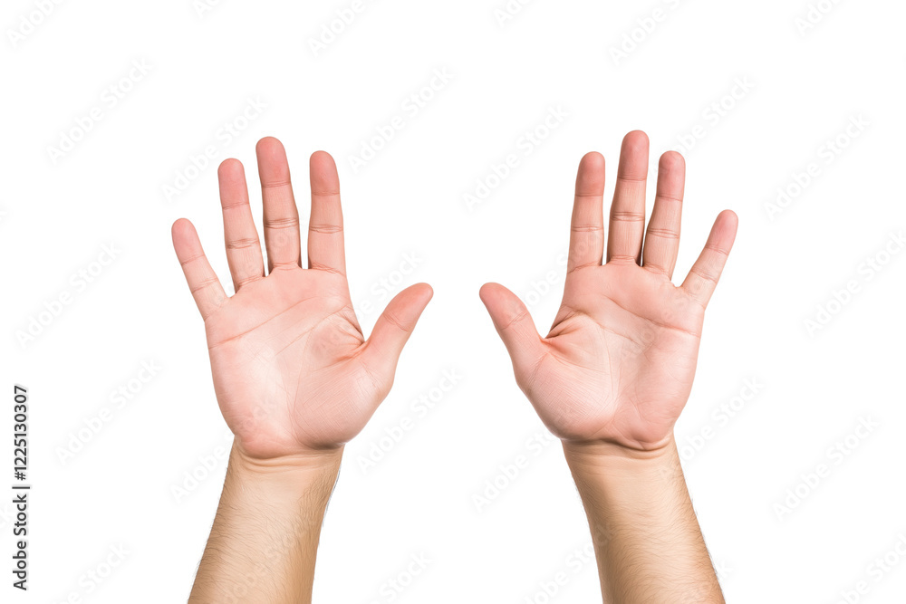 Two hands showing open palms isolated on transparent white background Two hands showing open palms isolated on transparent white background