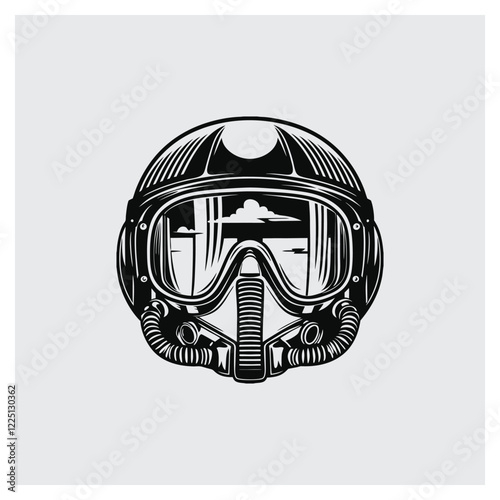 "Aviation Pilot Helmet Vector Logo"