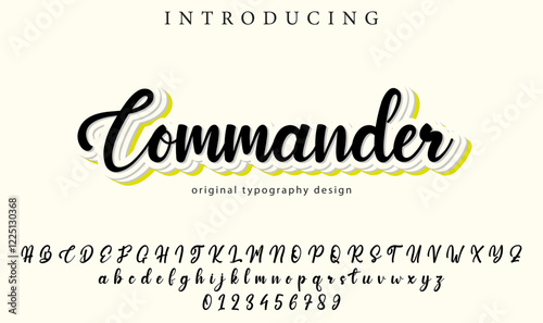 Commander Font Stylish brush painted an uppercase vector letters, alphabet, typeface