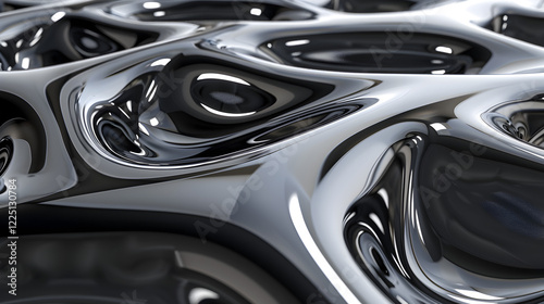 Wallpaper Mural Abstract metallic surface with smooth, flowing shapes and reflections. Torontodigital.ca