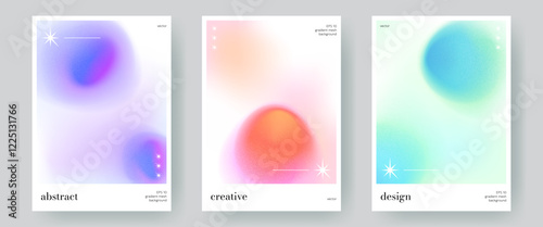 Set of colorful backgrounds with soft blurry gradients. Abstract modern templates, creative color gradations with soft grainy texture. Trendy design collection front page for banners, posters, flyers.