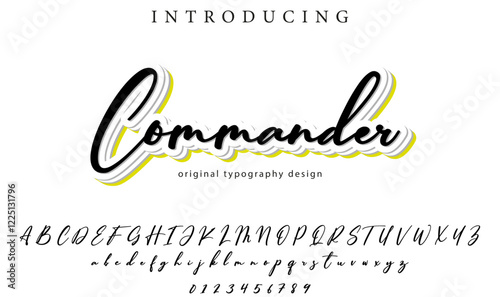 Commander Font Stylish brush painted an uppercase vector letters, alphabet, typeface