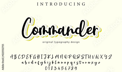 Commander Font Stylish brush painted an uppercase vector letters, alphabet, typeface
