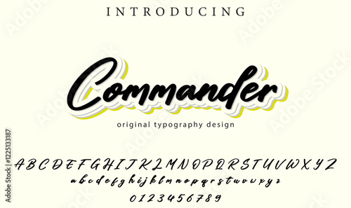 Commander Font Stylish brush painted an uppercase vector letters, alphabet, typeface