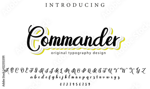 Commander Font Stylish brush painted an uppercase vector letters, alphabet, typeface