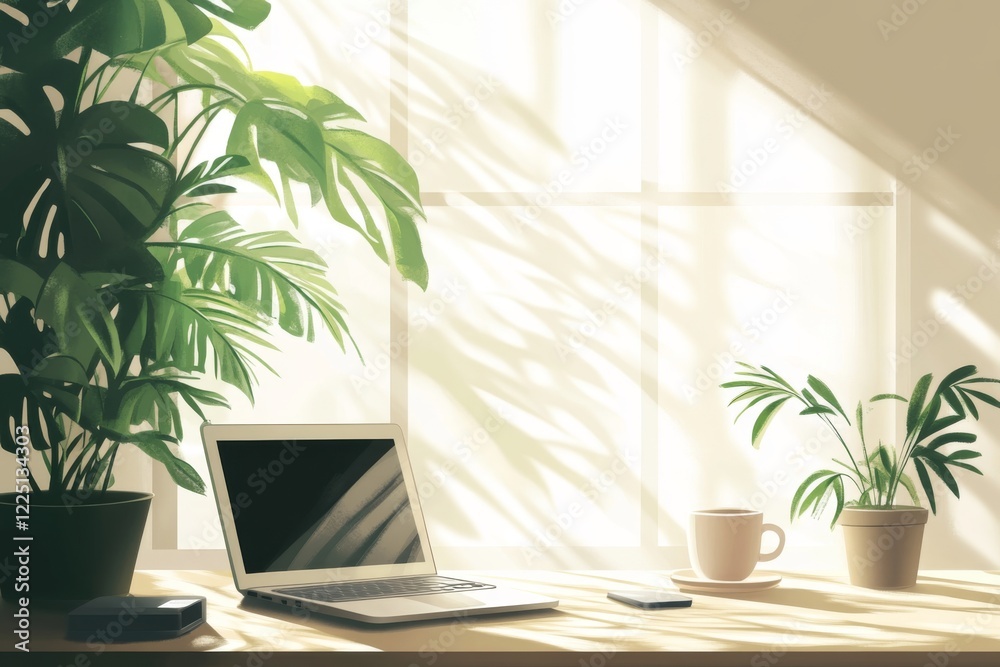 Serene Office Workspace Illustration Serene Office Workspace Illustration