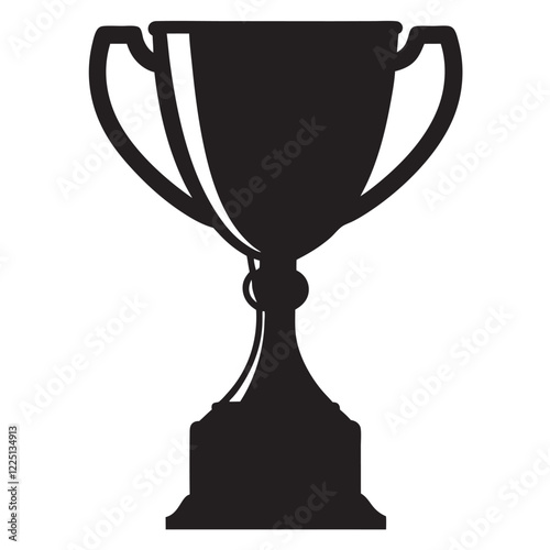 trophy black silhouette illustration vector, Simple silhouette Design vector  with white background
