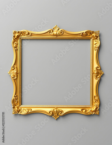 Wallpaper Mural Gold vintage photo frame gray background, papercraft, with white tones Torontodigital.ca